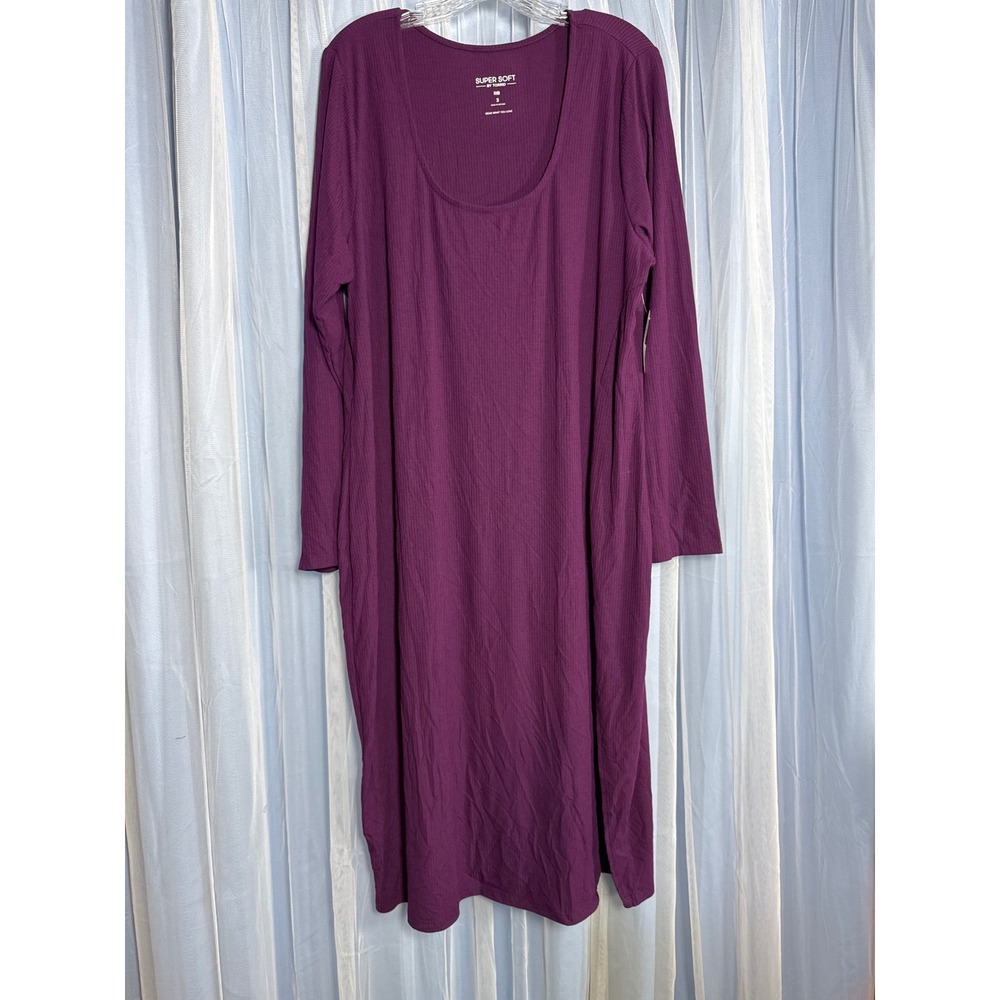 Torrid Top Womens 3X Super Soft Rib Scoop Neck Asymmetrical Hem Winter Bloom NEW